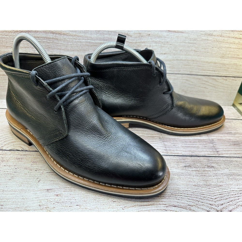 Helm Chukka Boots Men's The Hynes Whiskey Black Leather Lace Up Mid Top Size 8EE